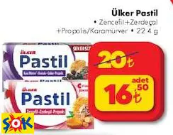 ÜLKER PASTİL • ZENCEFİL+ZERDEÇAL +PROPOLİS/KARAMÜRVER • 22.4 G